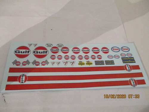 1/32 SCALE WARESLIDE DECALS (GULF)  IE:SCX NINCO SCALEXTRIC AIRFIX AND REVEL