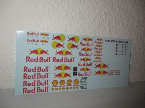 1/32 SCALE WATERSLIDE DECALS (REDBULL) IE:SCX NINCO SCALEXTRIC AIRFIX AND REVEL.......