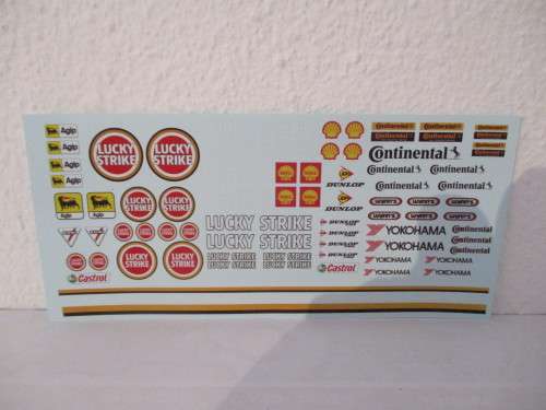 1/32 SCALE WATERSLIDE DECALS (LUCKY)  IE:NINCO SCX SCALEXTRIC AIRFIX AND REVEL
