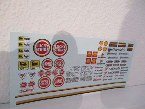 1/32 SCALE WATERSLIDE DECALS (LUCKY)  IE:NINCO SCX SCALEXTRIC AIRFIX AND REVEL