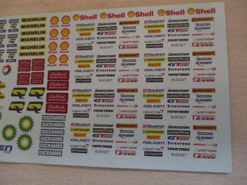 1/32 SCALE WATERSLIDE DECALS (FALKEN PENNZOIL AND OTHERS.    IE:SCX SCALEXTRIC NINCO