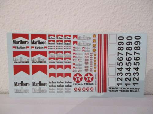 1/32 SCALE WATERSLIDE DECALS MARLBORO IE: SCX NINCO SCALEXTRIC AIRFIX AND REVEL