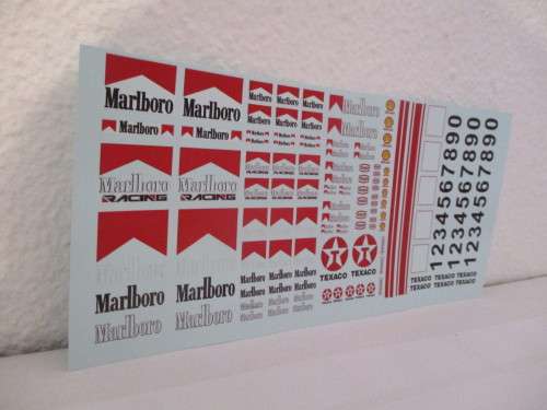 1/32 SCALE WATERSLIDE DECALS MARLBORO IE: SCX NINCO SCALEXTRIC AIRFIX AND REVEL