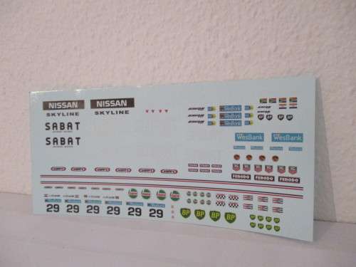 1/32 SCALE WATERSLIDE DECALS SABAT  FOR SCALEXTRIC,SCX NINCO AIRFIX AND REVEL