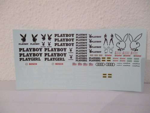 1/32 SCALE WATERSLIDE DECALS PLAYBOY  FOR SCALEXTRIC SCX NINCO AIRFIX AND REVEL
