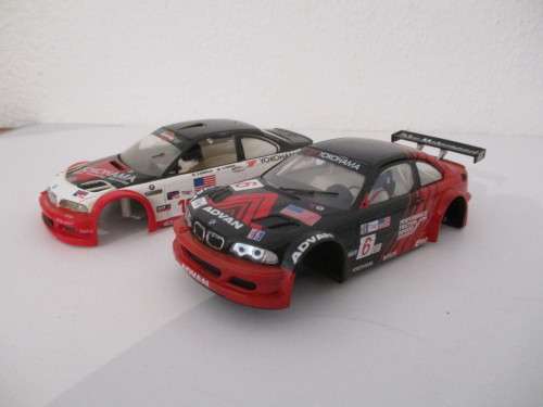 1/32 SCALE NINCO SLOT CAR BODY AND CHASSIS (2 BODIES,1 CHASSIS) BMW (SPARES OR REPAIRS)