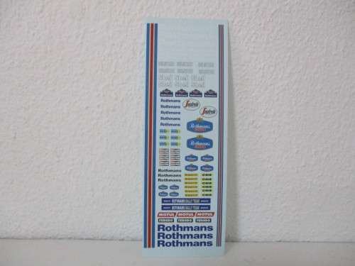 1/32 SCALE WATERSLIDE DECALS ROTHMANS FOR SLOT CARS IE:SCALEXTRIC,SCX NINCO,FLY AND CARRERA