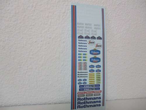 1/32 SCALE WATERSLIDE DECALS ROTHMANS FOR SLOT CARS IE:SCALEXTRIC,SCX NINCO,FLY AND CARRERA
