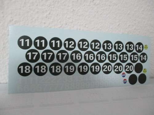1/32 SCALE WATERSLIDE DECALS NUMBERS FOR SLOT CARS AND DIE CAST CARS.