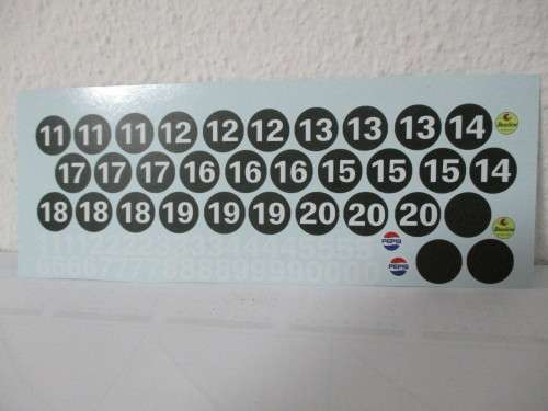 1/32 SCALE WATERSLIDE DECALS NUMBERS FOR SLOT CARS AND DIE CAST CARS.