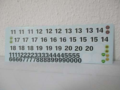 1/32 SCALE WATERSLIDE DECALS NUMBERS FOR SLOT CARS AND DIE CAST CARS.