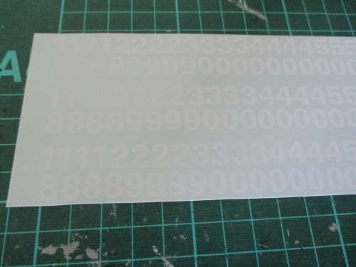 1/32 SCALE WATERSLIDE DECALS NUMBERS FOR SLOT CARS AND DIE CAST CARS.