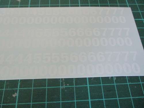 1/32 SCALE WATERSLIDE DECALS NUMBERS FOR SLOT CARS AND DIE CAST CARS.