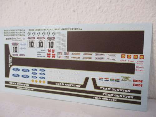 1/32 SCALE WATERSLIDE DECALS GUNSTON FOR,SCX,SCALEXTRIC,NINCO FLY,CARRERA AND DIE CAST CARS.