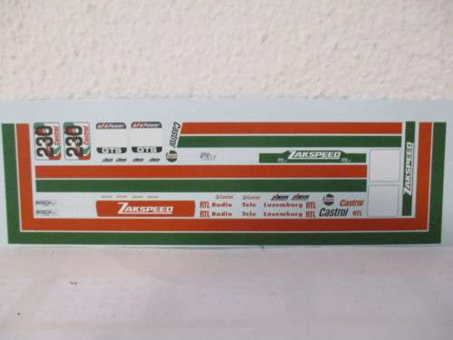 1/32 SCALE WATERSLIDE DECALS ZAKSPEED CASTROL FOR SCALEXTRIC.SCX NINCO  CARRERA AND DIE CAST CARS.