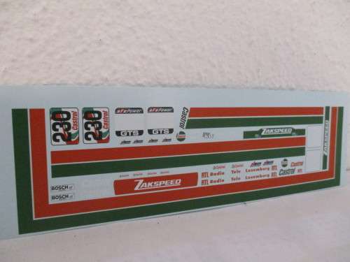 1/32 SCALE WATERSLIDE DECALS ZAKSPEED CASTROL FOR SCALEXTRIC.SCX NINCO  CARRERA AND DIE CAST CARS.