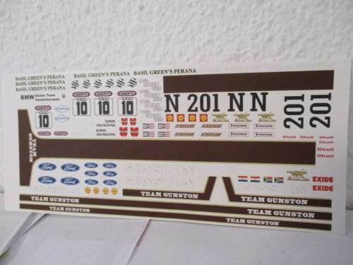1/32 SCALE WATERSLIDE DECALS GUNSTON FOR SCX ,SCALEXTRIC,NINCO,CARRERA AND DIE CAST CARS.