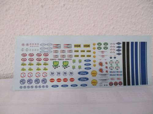 1/32 SCALE WATERSLIDE DECALS FOR SLOT CARS AND DIE CAST CARS (VARIOUS SPONSERS)