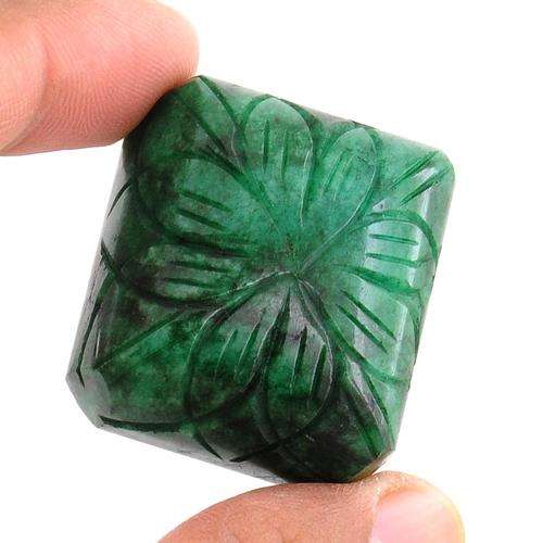 196 Carat Natural Emerald Gemstone-Octagonal Carved Flower
