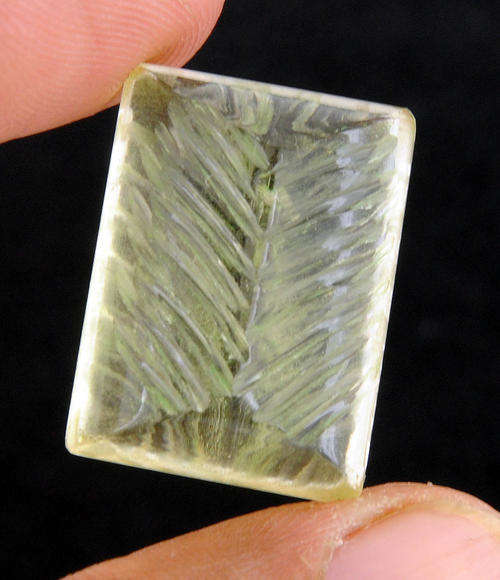 47.85 Ct MGL Certified Hydro Emerald Cut Citrine Gemstone - With Hand Carving - Unique Collectible