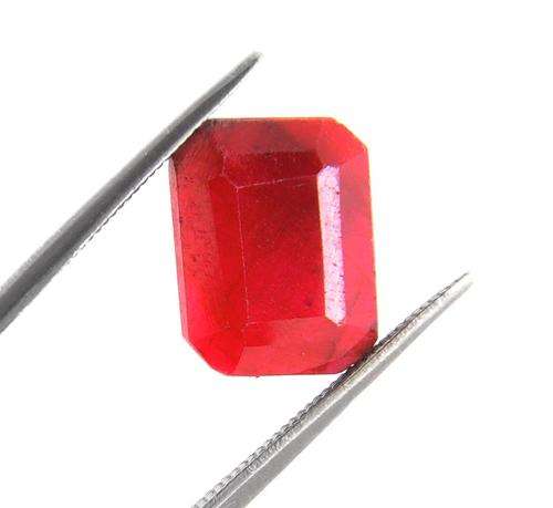 6.86 Ct Certified Octagonal Step Cut Ruby Gemstone - TOP BLOOD RED COLOUR - IGLI Certified