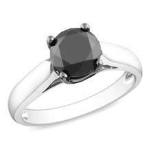 2.80 Ct Moissanite Black Diamond Ring - Sterling Silver Size O - Top AAA Quality 4 Prong Setting
