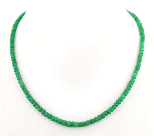 90 Ct Emerald Gemstone Beaded Necklace - Top Lustrous Green Color Brazilian Mines - 17 Inches