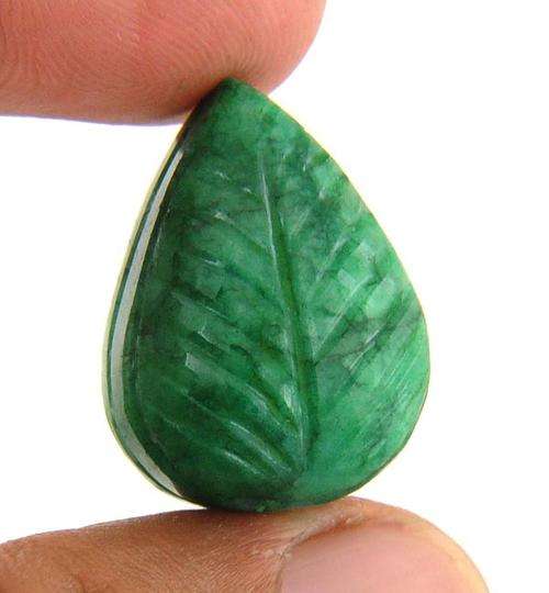 42.05 Ct IGLI Certified Large Teardrop Shape Natural Emerald Carved Gemstone