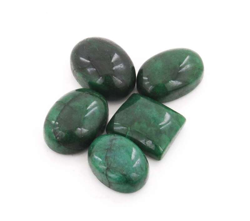 100 Cts Natural Cabochon Emerald Gemstone Lot - Set of 5 Stone for Jewellery Mounting