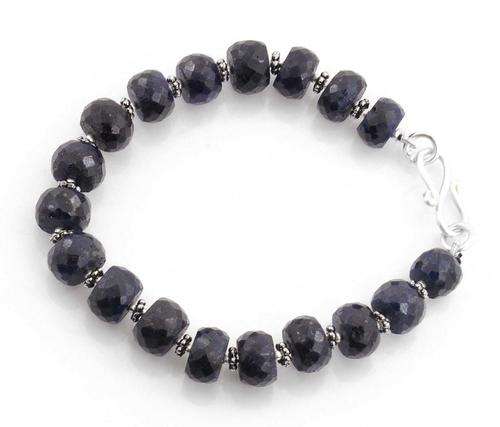 132.80 Ct Faceted Blue Sapphire Gemstone Beaded Bracelet - Handmade Jewellery from Starvalle