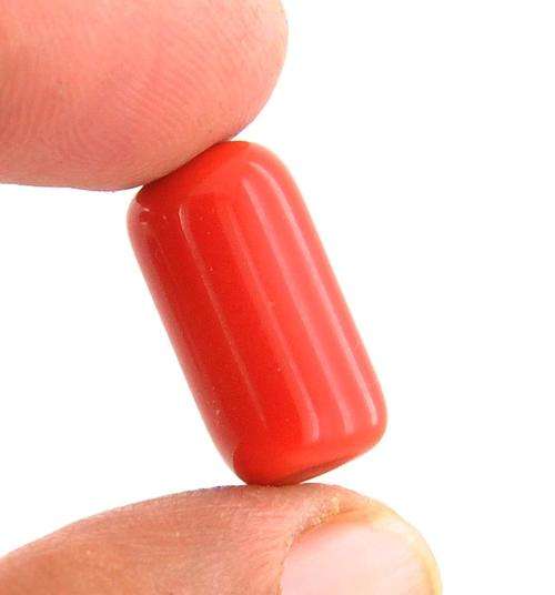 16.30 Carat Lab Created Red Coral Gemstone - Cylindrical Shape