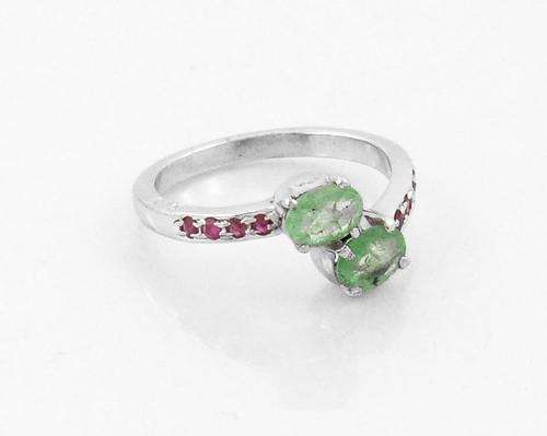 Ruby With Emerald Gemstone Ring-Handmade in India