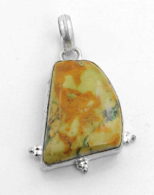 76 Carat Agate Gemstone Silver Pendant- Handmade Jewellery from India