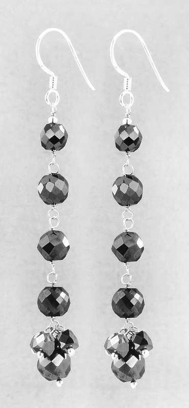 19 Carat Moissanite Black Diamond Beaded Earrings
