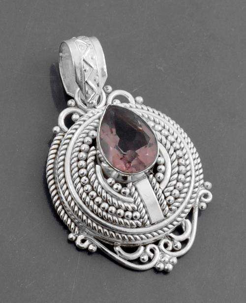 58 Carat Mystic Quartz Gemstone Pendant In German Silver - Unique