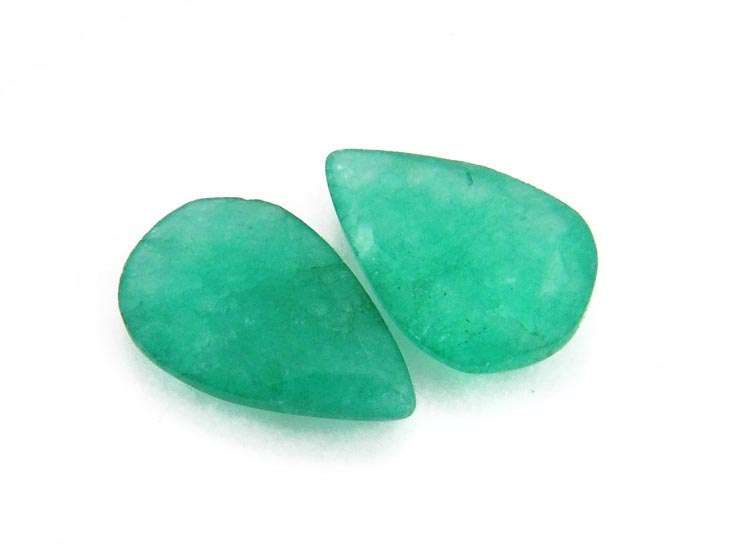 10.65 Carat MGL Certified Natural Emerald Gemstone Pair - Pear Cabochon