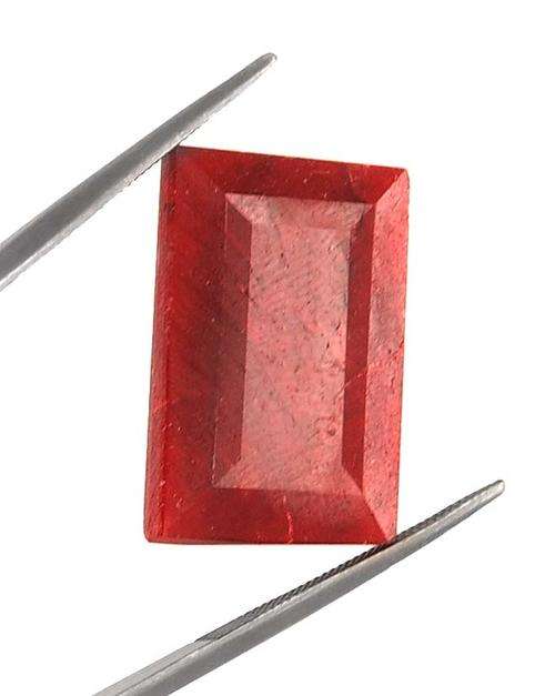 17.50 Ct MGL Certified Blood Red Ruby Gemstone- Rectangular Faceted