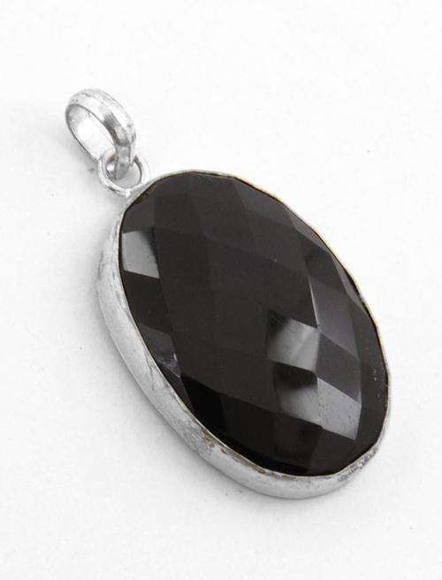 94 Ct Black Onyx Gemstone Pendant in German Silver