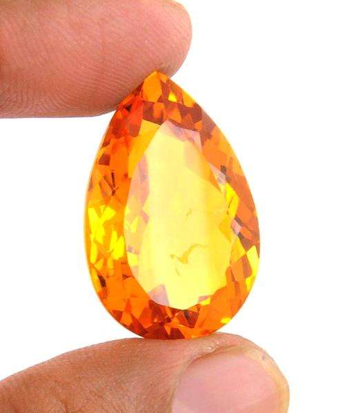 34.21 Ct MGL Certified Hydro Loose Teardrop Shape Citrine Gemstone