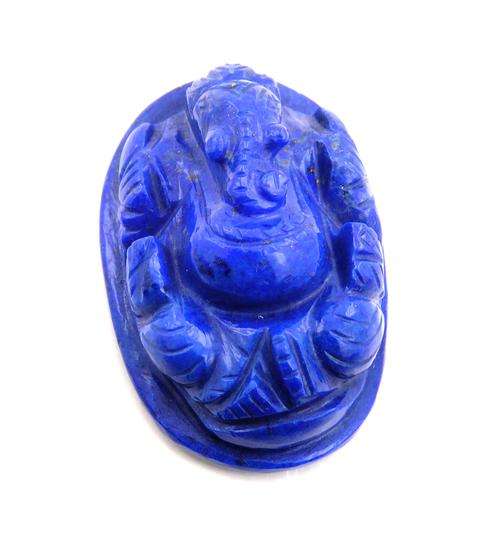 170 Carat Lapis Carved Ganesh Figure - Handcarving from India