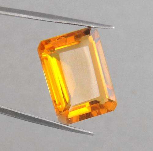Brazilian Mines 12 Ct MGL Certified Emerald Cut Citrine Gemstone
