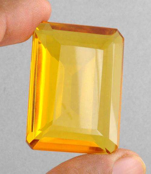 12.13 Ct MGL Certified Emerald Cut Hydro Unmounted Citrine Gemstone