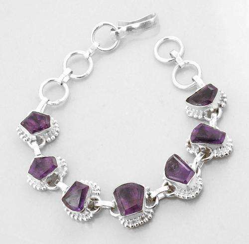 36 Gm Designer Amethyst Gemstone Bracelet in Silver