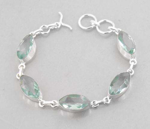 13.5 Gm Designer Aquamarine Gemstone Bracelet in Silver