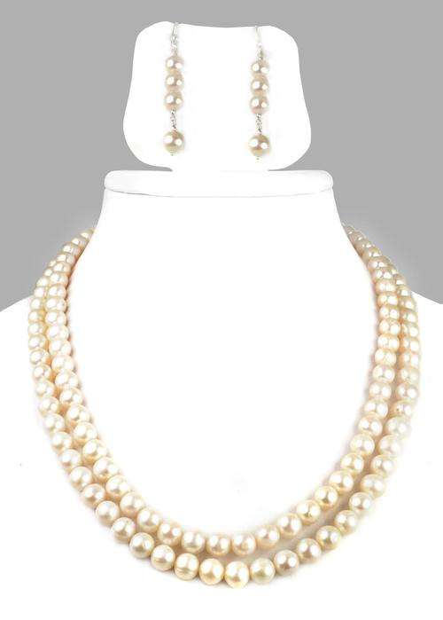 276 Ct Pearls Gemstone Beaded Necklace With Matching Earrings