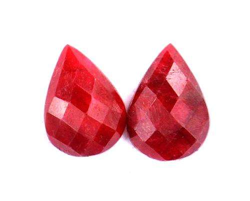 Teardrop Shape 35.15 Carat Percious Ruby Gemstones Pair