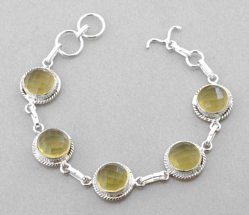 15.5 Gm Designer Lemon Quartz Gemstone Bracelet in Silver