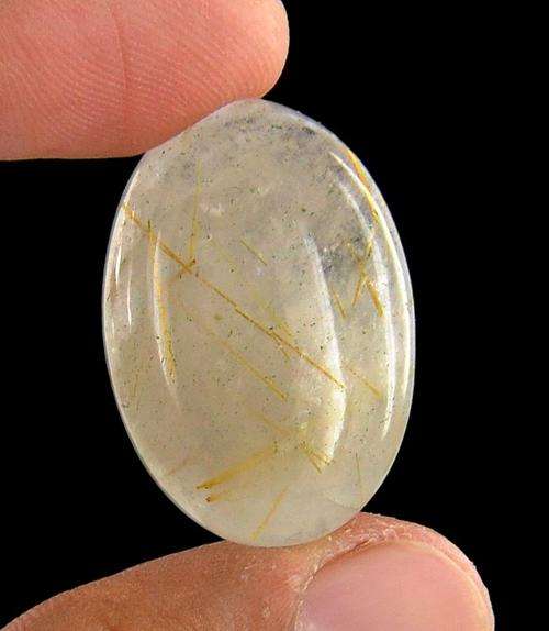 45 Carat Oval Cabochon Rutilated Quartz Gemstone