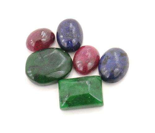 60 Carat Certified Cabochon Ruby, Emerald and Sapphire Gemstone Lot