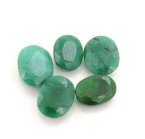 25 Ct Certified Oval Mixed Cut Green Emerald Gemstone Lot
